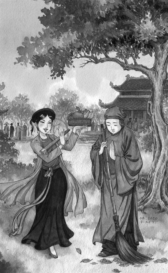 Tranh họa truyền thống về Quan Âm Thị Kính.