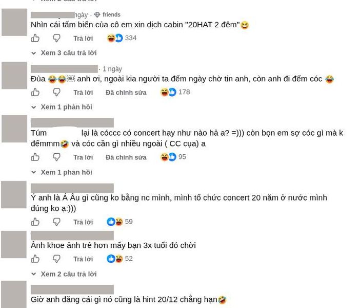 Hàng loạt bình luận của cư dân mạng cho rằng Hà Anh Tuấn đang nhá hàng cho cocnert hoặc sản phẩm mới