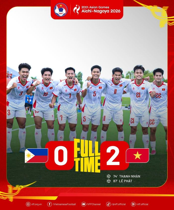 U23 giành chiến thắng đầu tiên tại ASIAD 2026. Ảnh: VFF