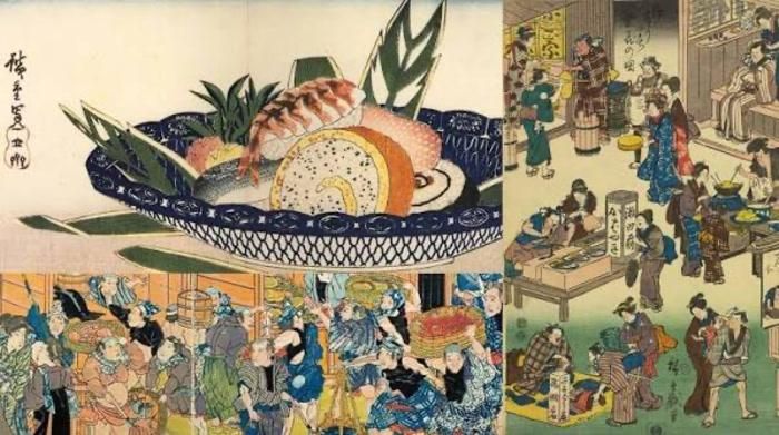 Sushi tình cờ được phát minh qua quá trình bảo quản cá, từng bán rong trên xe đẩy. (Ảnh: History files)