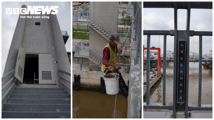 Đơn vị thi công đồng thời hoàn thành lắp đặt cửa van âu thuyền, nạo vét và xử lý xói hút khu vực thượng lưu, hoàn thiện kè và thảm đá gia cố lòng rạch.