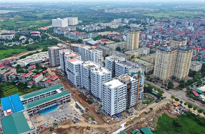 Thi công xây dựng Dự án nhà ở xã hội Kim Chung (xã Thiên Lộc). Ảnh: Phạm Hùng