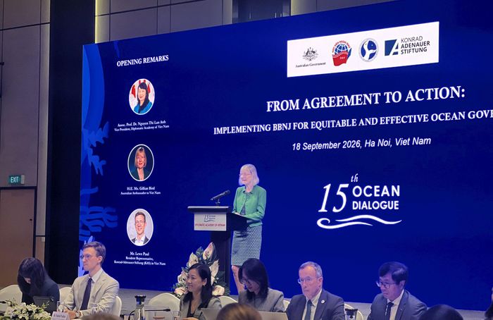 Đại sứ Australia tại Việt Nam Gillian Bird phát biểu tại Đối thoại biển. Ảnh: Cẩm Anh