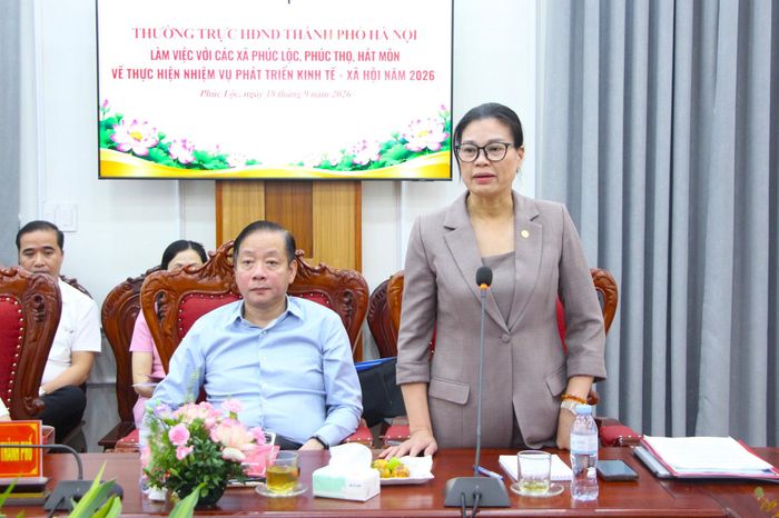 Trưởng ban Văn hóa - Xã hội HĐND thành phố Hà Nội Bạch Liên Hương phát biểu. Ảnh: TT