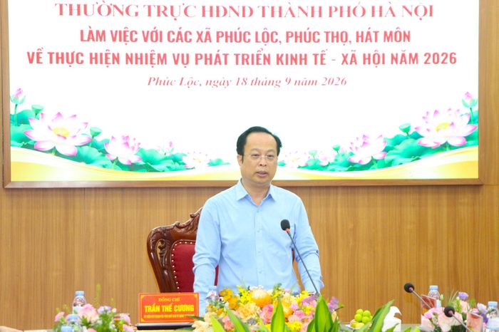 Phó Chủ tịch Thường trực HĐND thành phố Trần Thế Cương kết luận buổi làm việc. Ảnh: TT