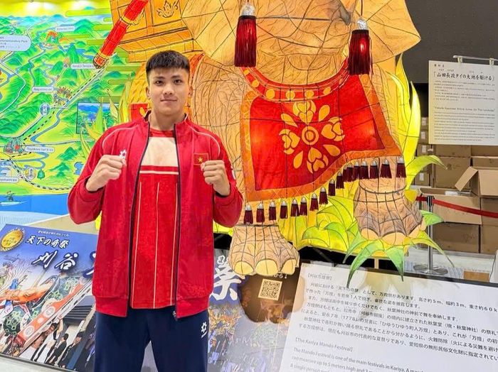 Võ sĩ Trương Văn Chưởng của đội đối kháng wushu Việt Nam tại ASIAD 20. Ảnh: Văn Trương