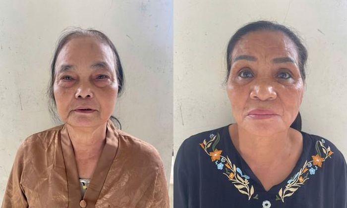Đối tượng Phạm Thị Ơn (mặc áo vàng) và Hoàng Thị Nhung (mặc áo đen). Ảnh: Công an tỉnh Bắc Ninh