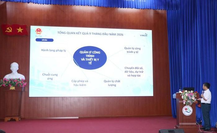 Nhiều thông tin quan trọng về quản lý công trình, thiết bị y tế được cung cấp cho các đại biểu. Ảnh: D. Ngọc.
