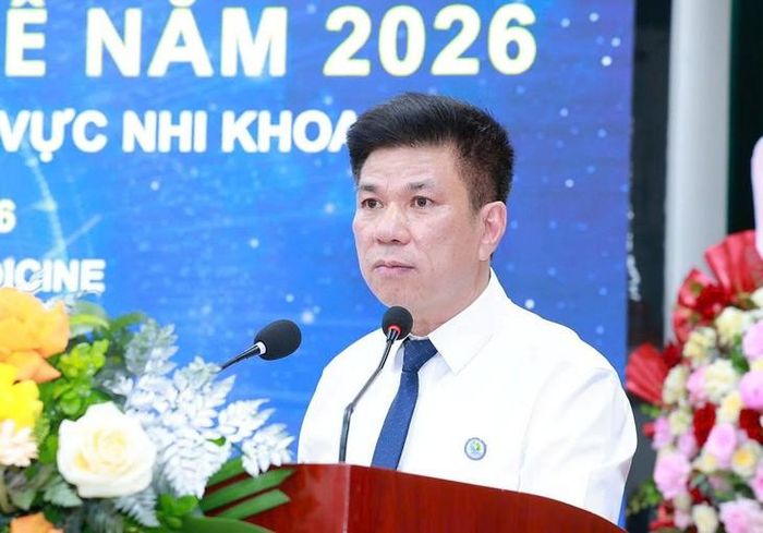 Giám đốc Bệnh viện Nhi Thanh Hóa Lê Đăng Khoa phát biểu. Ảnh: Quốc Hương.