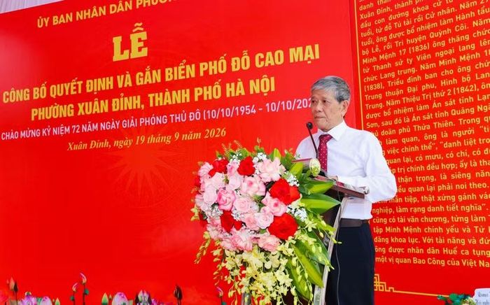 Ông Đỗ Ngọc Diệp - hậu duệ đời thứ 6 họ Đỗ Cao, đại diện gia đình phát biểu