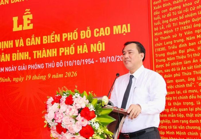 Ông Nguyễn Thường Sơn - Phó Bí thư Đảng ủy, Chủ tịch UBND phường Xuân Đỉnh phát biểu