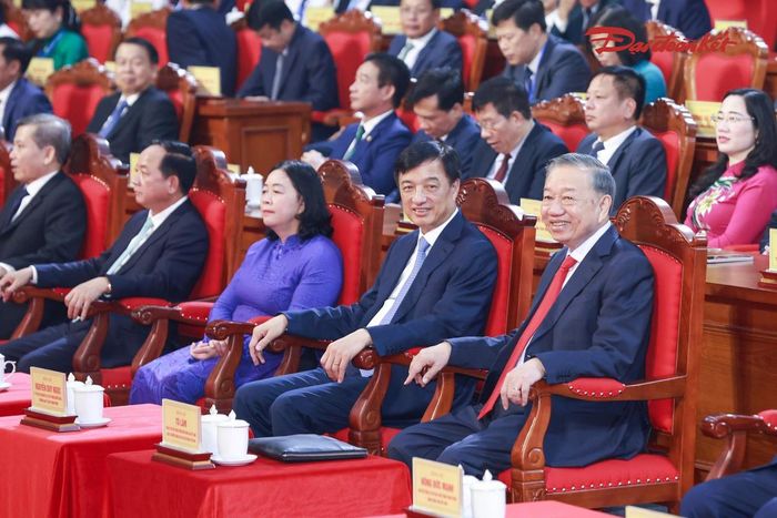 Tổng Bí thư, Chủ tịch nước Tô Lâm cùng lãnh đạo Đảng, Nhà nước, MTTQ Việt Nam tham dự buổi lễ. Ảnh: Quang Vinh