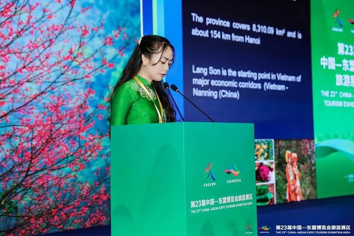 Đại diện tỉnh Lạng Sơn giới thiệu tiềm năng, lợi thế và các sản phẩm du lịch đặc trưng của địa phương. Ảnh: BTC