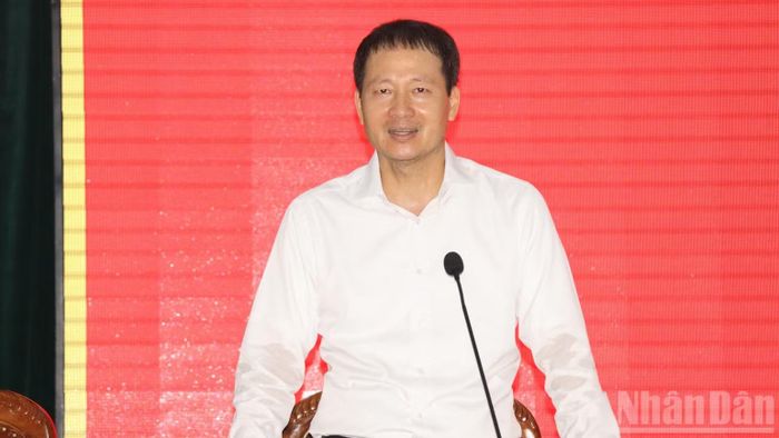 Đồng chí Vũ Hồng Văn, Ủy viên Trung ương Đảng, Bí thư Thành ủy, Trưởng Đoàn đại biểu Quốc hội thành phố Đồng Nai phát biểu tại buổi làm việc.
