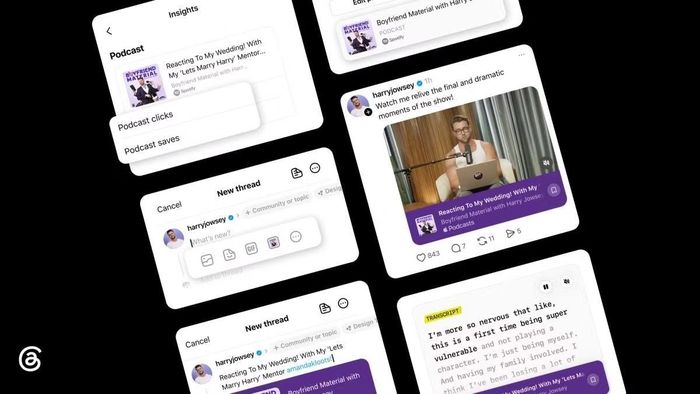 Hệ thống Analytics mới giúp nhà sáng tạo theo dõi lượng truy cập và tương tác mà podcast nhận được từ Threads.