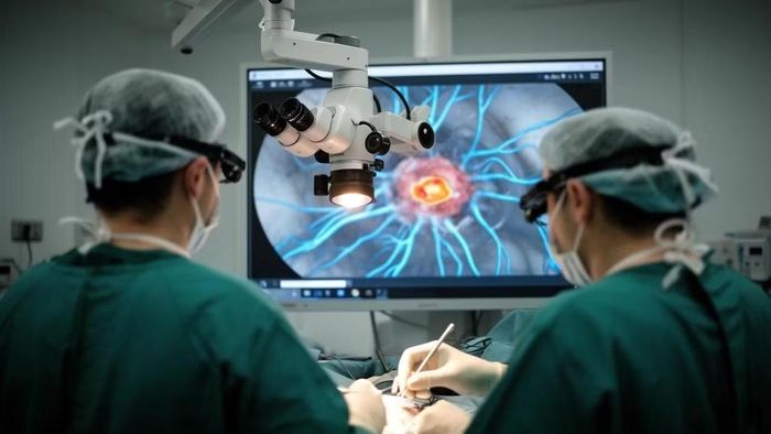 AI được thử nghiệm trong ca phẫu thuật u tuyến yên tại Anh để phân tích hình ảnh nội soi và hỗ trợ bác sĩ nhận diện các cấu trúc quan trọng.
