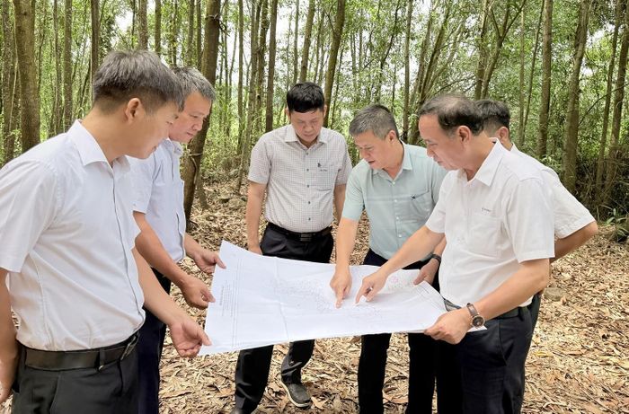 Phó Tổng giám đốc EVNNPT Bùi Văn Kiên đã đi kiểm tra thực địa dự án để nắm bắt những khó khăn vướng mắc.