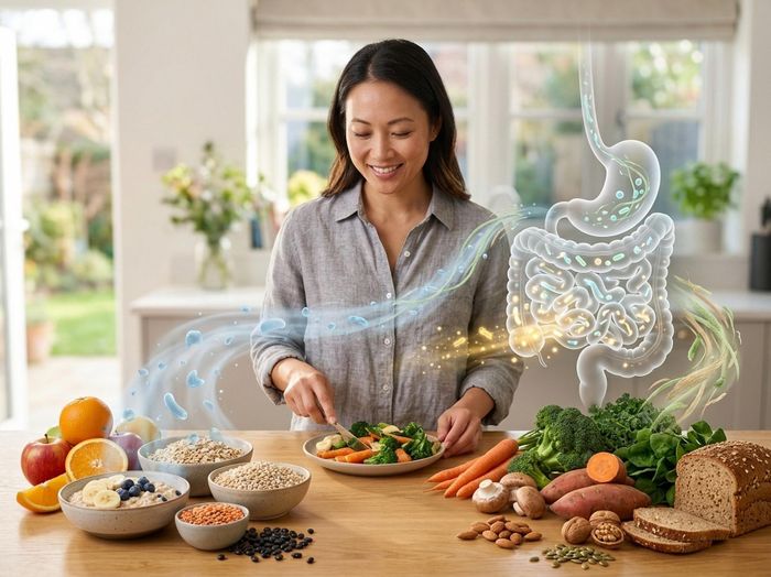 Hệ vi sinh đường ruột chịu ảnh hưởng bởi nhiều yếu tố, trong đó chế độ ăn góp phần tạo môi trường nuôi dưỡng hệ vi sinh mỗi ngày.