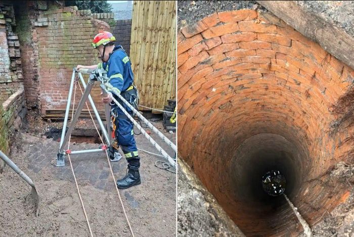 Jonno Stubbs bị ngã xuống giếng. Ảnh: Sở Cứu hỏa và Cứu hộ Cheshire