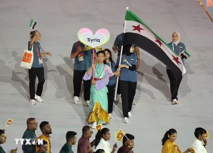 Đoàn thể thao Syria diễu hành trong lễ khai mạc Đại hội Thể thao châu Á lần thứ 20 (ASIAD 20) tại thành phố Nagoya, Nhật Bản ngày 19/9/2026. (Ảnh: THX/TTXVN phát)