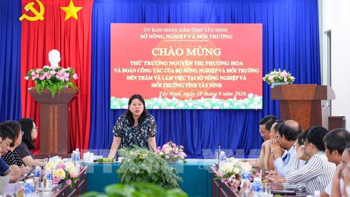 Đoàn công tác Bộ Nông nghiệp và Môi trường làm việc với tỉnh Tây Ninh về hoàn thiện cơ sở dữ liệu đất đai và các chính sách liên quan. Ảnh: Minh Phú – TTXVN