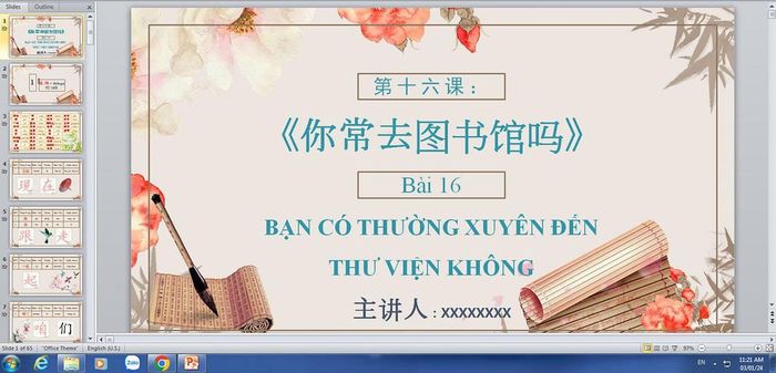 Ảnh slide bài giảng PowerPoint của cô Lê Hải Yến, giáo viên dạy tiếng Trung online tại quận Long Biên, TP. Hà Nội
