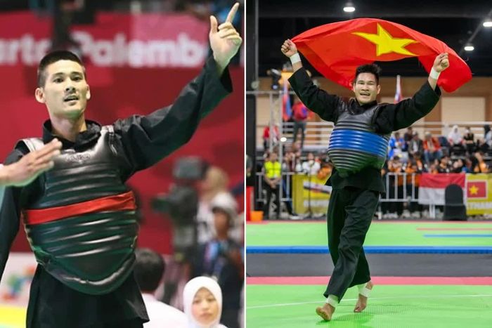 Nguyễn Ngọc Toàn (trái) và Nguyễn Duy Tuyến (phải) là hai VĐV của Pencak Silat Thanh Hóa từng giành huy chương ở đấu trường ASIAD.