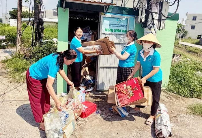 Mô hình “Ngôi nhà xanh” thu gom rác thải tái chế của Chi hội Phụ nữ TDP Tiến Thọ gây quỹ tiếp sức cho hội viên và trẻ em có hoàn cảnh khó khăn.