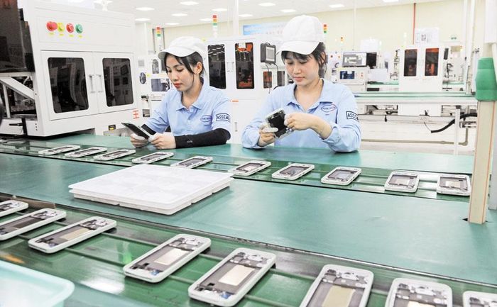  Dây chuyền sản xuất thiết bị điện tử tại Công ty trách nhiệm hữu hạn Samkwang Vina (Khu công nghiệp Quang Châu). 