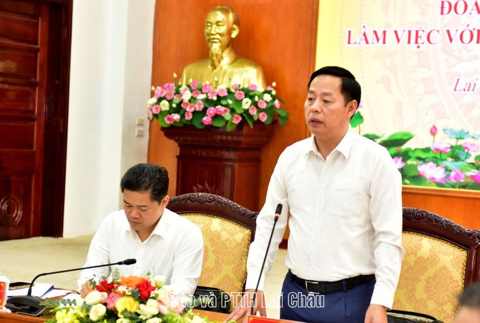 Đồng chí Hà Quang Trung - Phó Bí thư Tỉnh ủy, Chủ tịch UBND tỉnh phát biểu tại buổi làm việc.