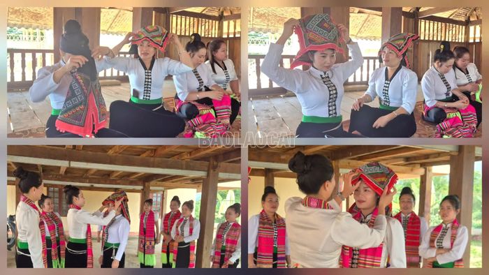 Trao truyền cho nhau cách đội khăn Piêu.