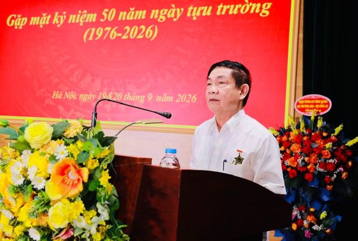 Thiếu tướng Nguyễn Xuân Ngư, nguyên Phó Chủ nhiệm Thường trực Ủy ban kiểm tra Đảng uỷ Công an Trung ương, Trưởng ban liên lạc khoá T1 phát biểu tại buổi gặp mặt.