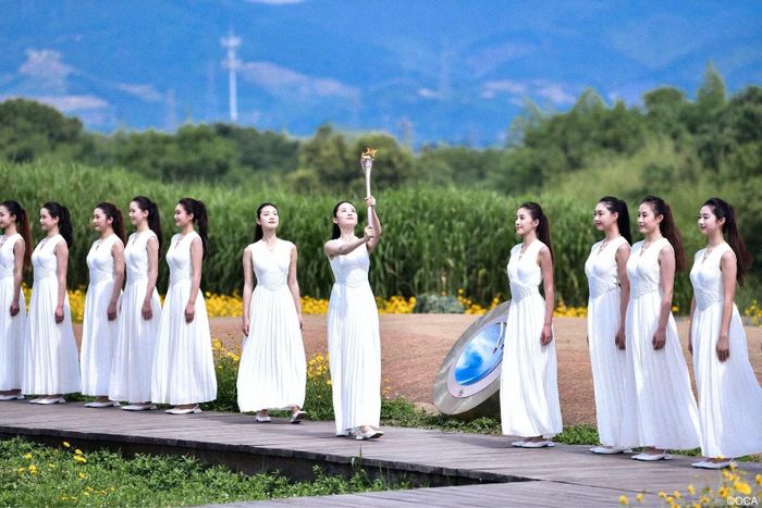 Nghi thức lấy lửa thắp đuốc tại ASIAD 20. Ảnh: AG2026.