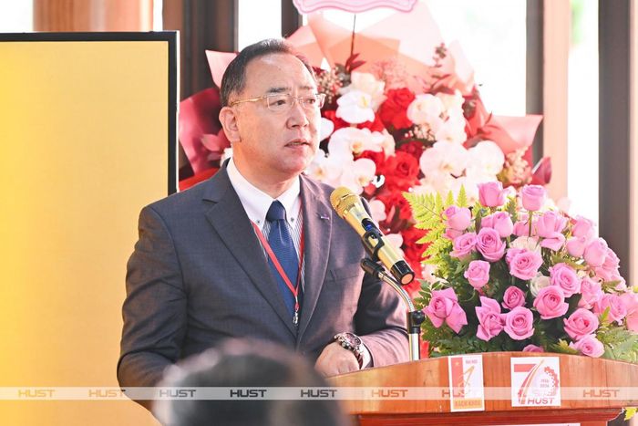 Ông Kurihara Kenji, Tổng Giám đốc điều hành Công ty AIDEM, phát biểu tại sự kiện. Ảnh: HUST/Duy Thành