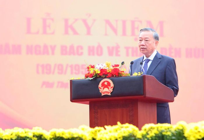 Tổng Bí thư, Chủ tịch nước Tô Lâm phát biểu tại lễ kỷ niệm.
