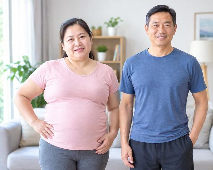 Sau tuổi mãn kinh, phụ nữ thường có xu hướng dễ tăng cân, tích mỡ hơn đàn ông cùng tuổi. Ảnh minh họa AI.