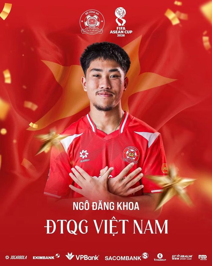Khoa Ngô được triệu tập bổ sung cho đội hình ĐT Việt Nam tham dự FIFA ASEAN Cup 2026. (Ảnh: CLB Công an TP.HCM)