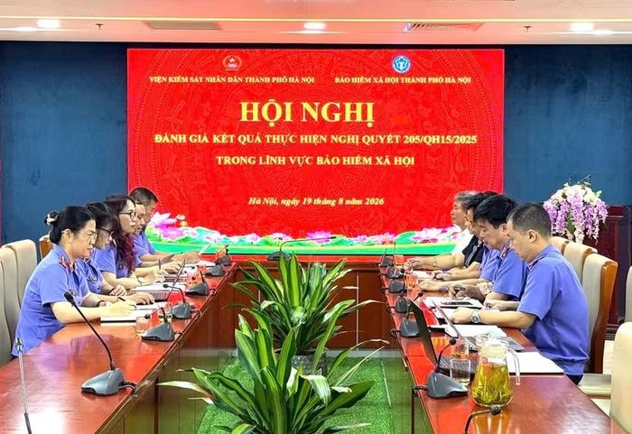 Buổi làm việc giữa BHXH thành phố Hà Nội và VKSND thành phố Hà Nội.