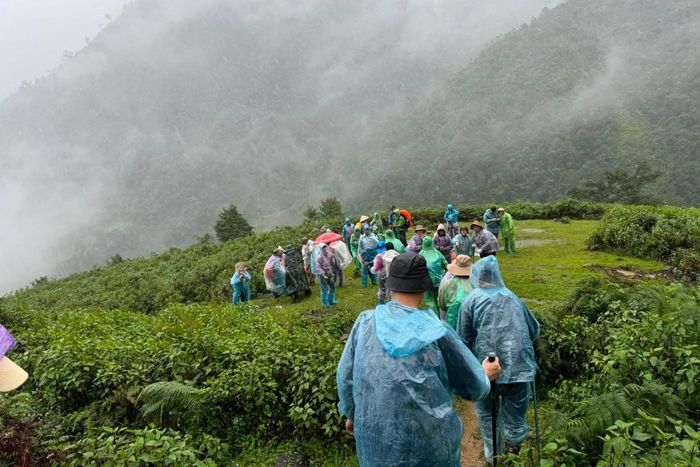  Cung Tà Chì Nhù (Yên Bái cũ) mưa lớn, trời mù vào ngày 14/9. Ảnh: Guider Trekking. 