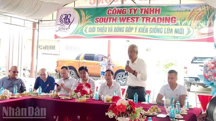 Phó Giáo sư, Tiến sĩ Võ Công Thành giới thiệu giống lúa mới. (Ảnh: QUỐC TRINH)