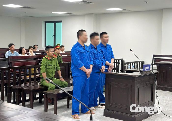 Các bị cáo tại phiên tòa xét xử.