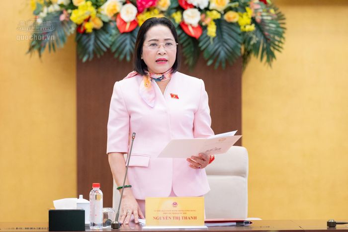Phó Chủ tịch Quốc hội Nguyễn Thị Thanh phát biểu. Ảnh: Media QH