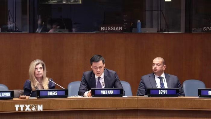 Việt Nam cùng Hy Lạp, Ai Cập và Senegal đồng tổ chức Hội thảo “40 năm thông qua UNCLOS - Những thành tựu và thách thức đặt ra." Tham gia hội thảo có các diễn giả uy tín là các giáo sư, chuyên gia pháp lý, trong đó có hai thành viên Uỷ ban Luật pháp quốc tế. Trong ảnh: Đại sứ Đặng Hoàng Giang, Trưởng Phái đoàn Việt Nam tại Liên hợp quốc, đồng chủ trì phiên tọa đàm (12/2022). (Ảnh: TTXVN phát)