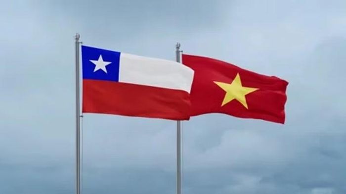 Quốc kỳ Việt Nam và quốc kỳ Chile.