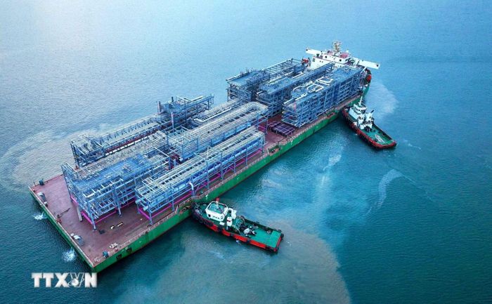 Gần 2.000 tấn Module “Made in Vietnam” do Doosan Vina sản xuất trên đường đến thị trường Hoa Kỳ. (Nguồn: TTXVN)