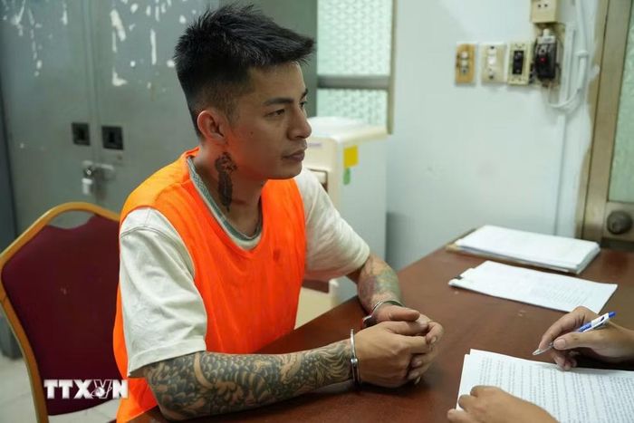Lê Miền Nam tại cơ quan công an. (Ảnh: TTXVN phát)