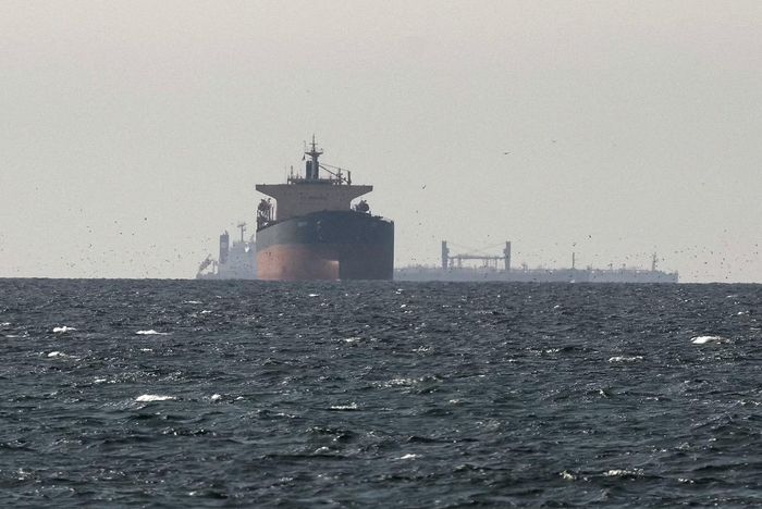 Tàu chở hàng tại eo biển Hormuz. Ảnh: THX/TTXVN