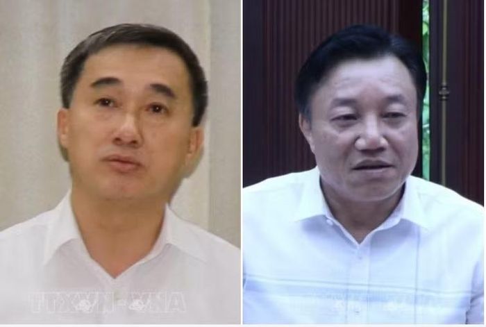 Ban Bí thư quyết định thi hành kỷ luật Khai trừ ra khỏi Đảng đối với các đồng chí: Trần Văn Thuấn (bên trái), Nguyễn Huy Ngọc. Ảnh: TTXVN