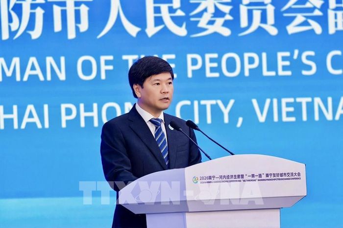 Phó Chủ tịch UBND TP Hải Phòng Hoàng Minh Cường cho rằng những lợi thế quan trọng giúp thành phố tham gia sâu hơn vào các chuỗi cung ứng khu vực. Ảnh: TTXVN phát.