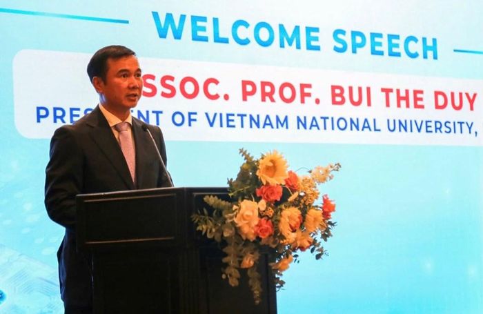 PGS.TS Bùi Thế Duy, Giám đốc Đại học Quốc gia Hà Nội phát biểu. Ảnh: Đỗ Huyền - Bnews/TTXVN